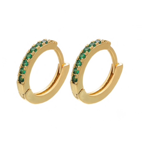 Zara minimalist green hoop mini earrings - Picture 2 of 3